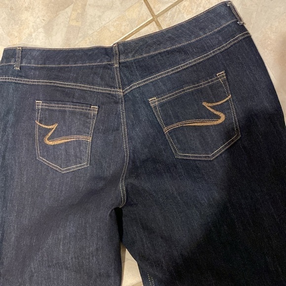 Q womens JMS solid dark blue stretch classic fit plus size jeans 24WS. Like New - Picture 4 of 7